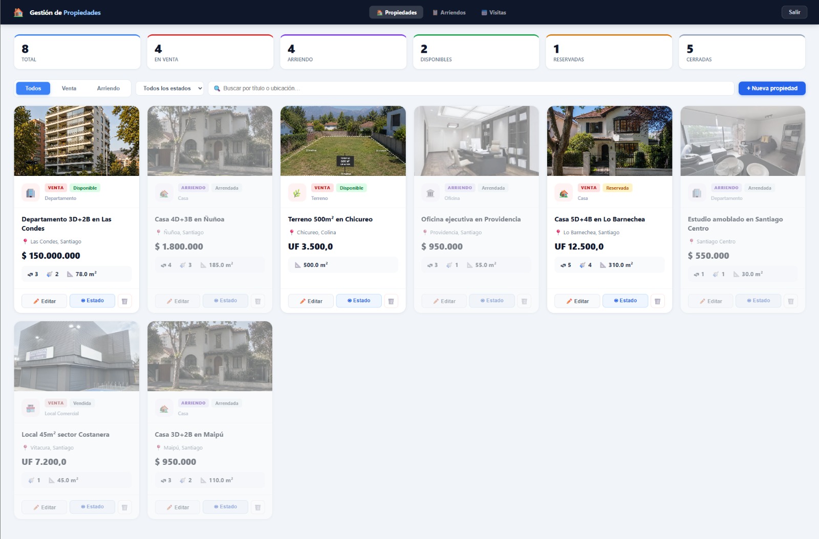 Gestor Inmobiliario — Propiedades, arriendos y visitas